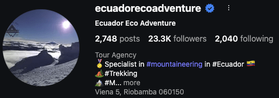 Ecuador Adventure Instagram